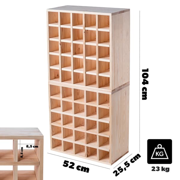 KADAX Vinställ i trä, 50 flaskor, alkoholskåp, 104 cm, set om 2