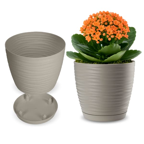 KADAX Blomkruka 15cm Rund Plast Blomkruka Grå