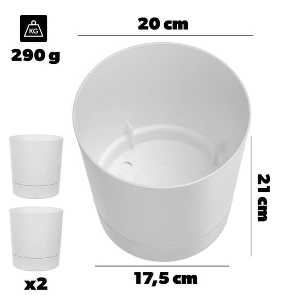 KADAX Urtepotte Urtepottedæksel med Underkop Rund 20 cm Sæt med 2