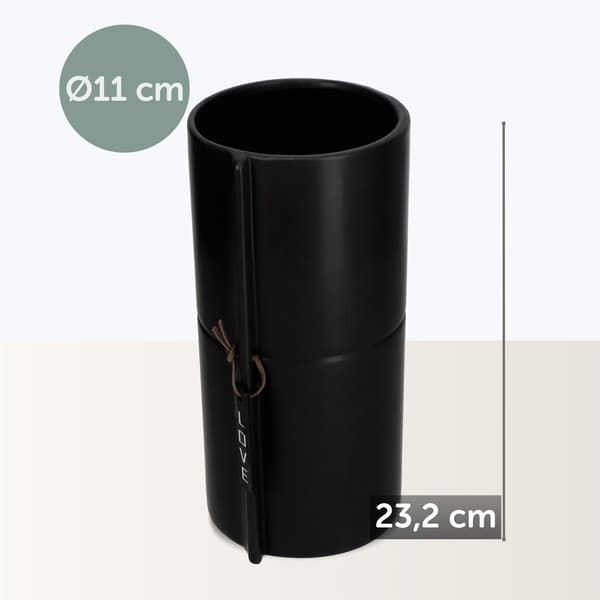 KADAX Keramik Urtepotte Sort Urtepotte Låg Rund Potte 11 cm