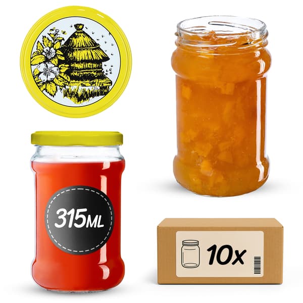 KADAX Seno purkit 315ml 10kpl 66mm + "Bees" kannet