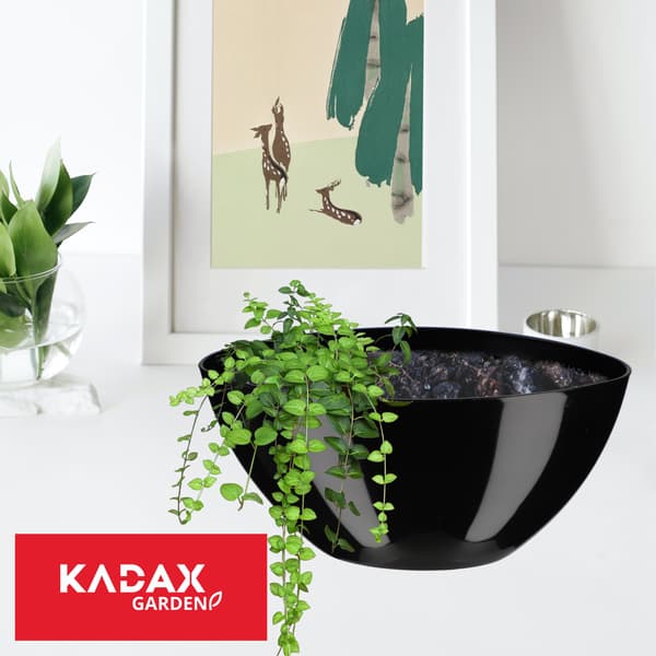 KADAX Urtepotte 21 cm Oval Urtepottedæksel Plastik Sort