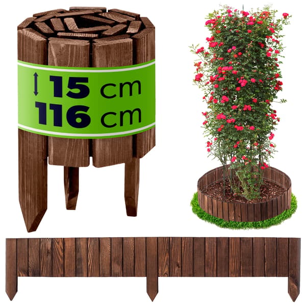 KADAX Palisade Trädgårdskant Trä Gräsmatta Hamrad Brun 15x116