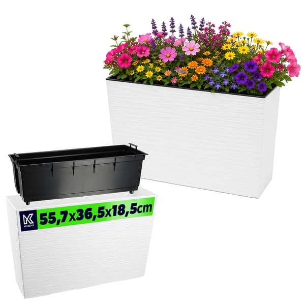 KADAX Blomkruka Blomkruka hög + Insats 19x56cm Vit Terrassträdgård
