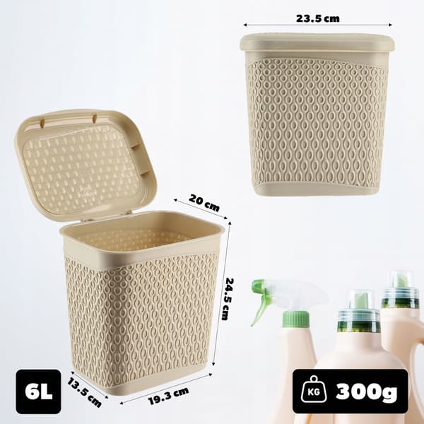 KADAX Vaskemiddelbeholder 6L Vaskemiddelkapsler Beige