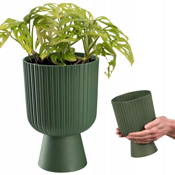 KADAX Urtepotte Urtepotte Plæne Plastiklåg 14 cm Blomsterfod Grøn