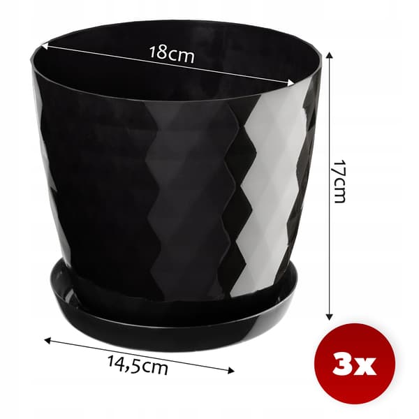 KADAX Blomkruka, Planter, Lock, 18 cm, Blomställning, Svart Plast, 3 st.