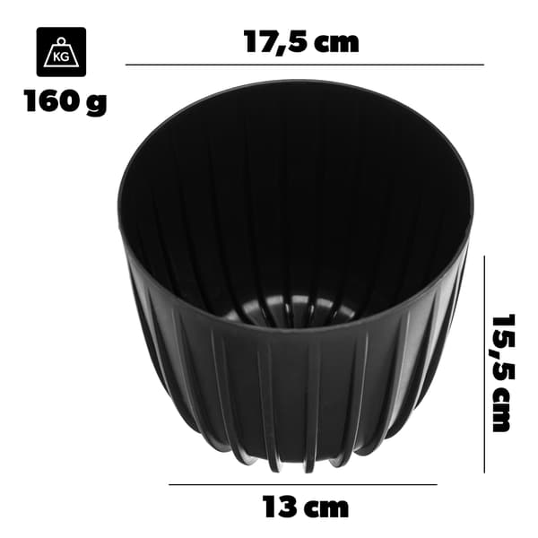 KADAX Urtepotte Urtepottedæksel 17,5 cm Rund Plastik Blomsterfod Sort