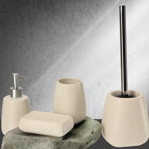 KADAX Badrumstandborstekopp Tandkräm Keramikbehållare Beige 2 st