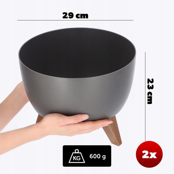 KADAX Blomkruka, Planter, Lock, Ben, Insats, Blomställning, 29 cm, Antracit, Skål, 2 st.