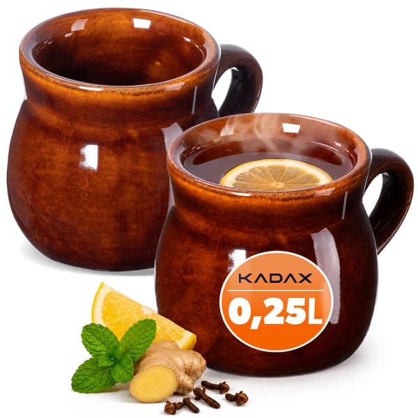 KADAX Gløggkrus 250ml med hank stentøjskrus sæt med 2