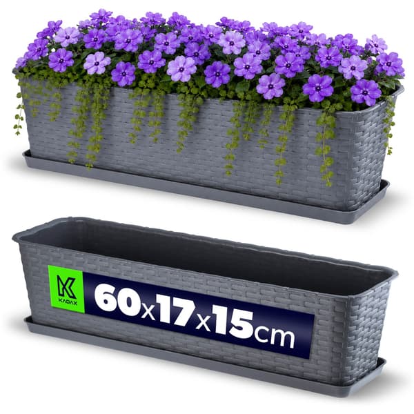 KADAX Balkonkasse Urtepotte med Blomsterfod 60 cm Grafit