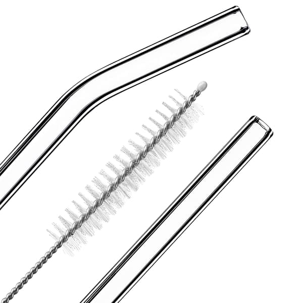 KADAX Glassugrör för drycker, återanvändbara, 4 st + rengöringsmedel