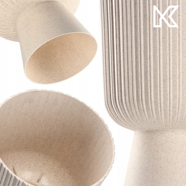 KADAX Urtepotte, Urtepotte, Græsplæne, Plastlåg, 14 cm, Blomsterfod, Beige