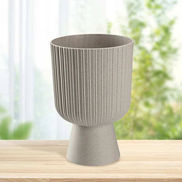 KADAX Urtepotte, Urtepotte, Græsplæne, Plastlåg, 14 cm, Blomsterfod, Grå