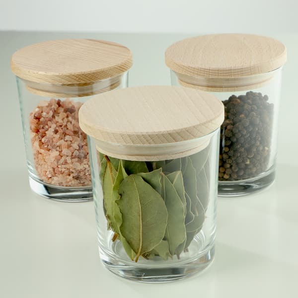 KADAX Madbeholder 245ml Glas Krydderibeholdere Organizer 3 stk
