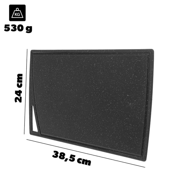 KADAX Plast skärbräda för kök halkfri svart bricka 38,5x24 cm