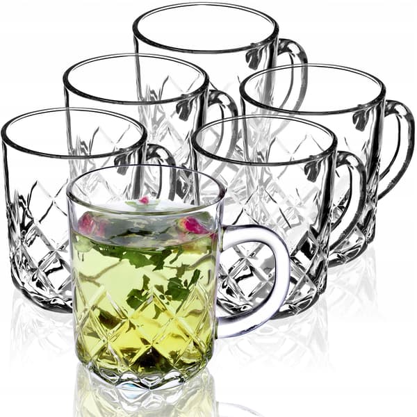 KADAX Kaffe Te Glas med Hank 230 ml Sæt med 6 Glas Krus