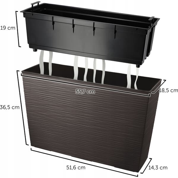KADAX Blomkruka Trädgårdsblomkruka Hög + Insats 19x56cm Mocha