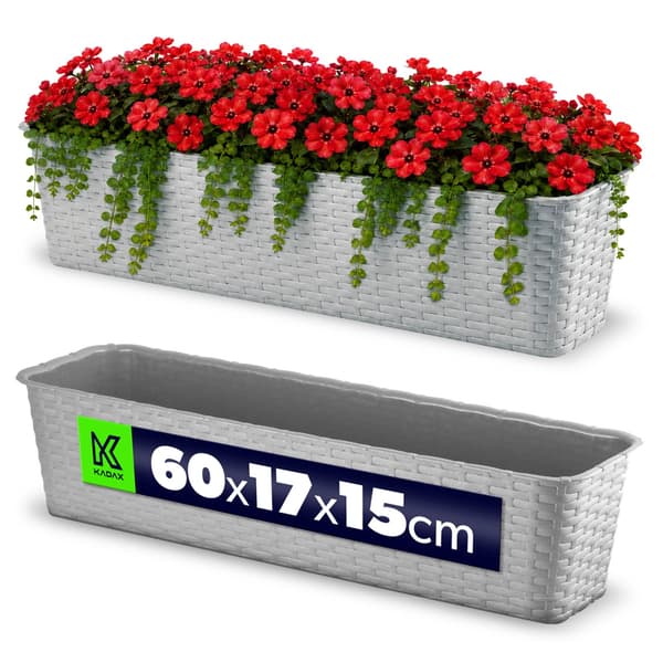 KADAX Balkonglåda 60 cm Blomkruka Blomkruka Balkong Grå