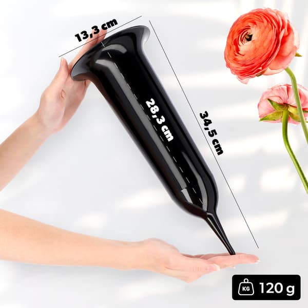 KADAX Vaseflaske til kirkegårdsgravsten 35 cm gravsten til blomster sort