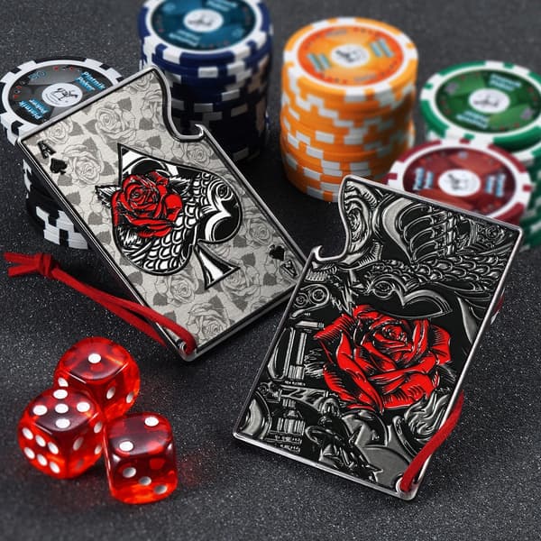KADAX Flasköppnare Ölflaska Metall Spader Ess Poker Presentkort