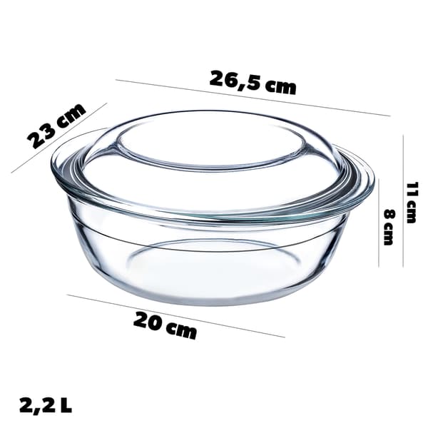 KADAX 2,2L liten rund ugnsform i glas med lock