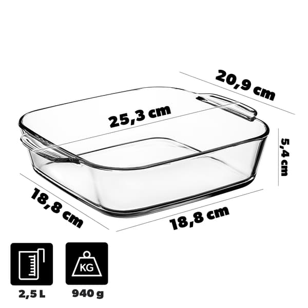 KADAX Ugnssäker form 2,5L liten, fyrkantig, 25cm