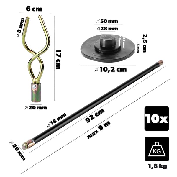 KADAX kloakrørrenser 10 stk. 9M