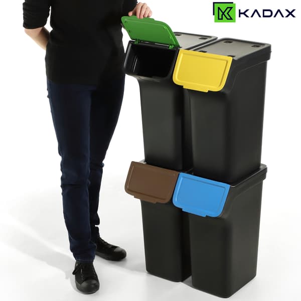 KADAX Affaldsbeholder 25L Affaldssorteringsbeholder Sort Spand 4 stk.