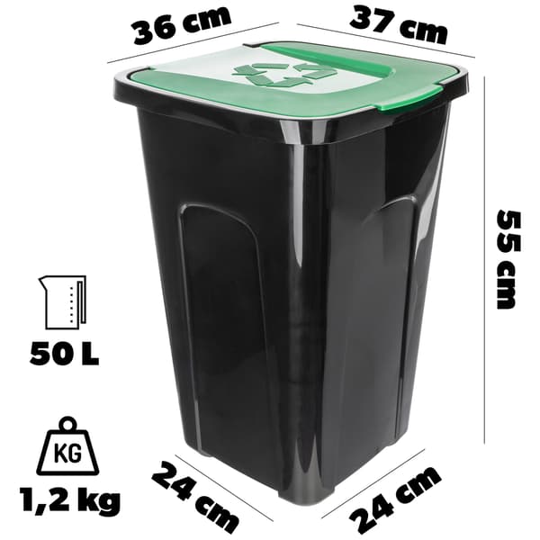 KADAX Affaldssorteringsspand 50L Grøn Glas
