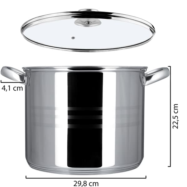 KADAX Stor Rustfri Stål Induktionsgryde med Låg, Gas, 28cm, 13,5L, Høj