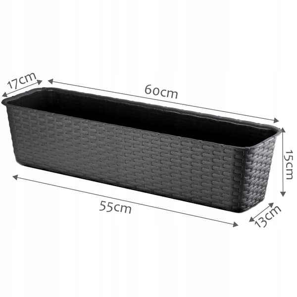 KADAX Balkonkasse 60 cm Urtepotte Urtepotte Balkon Antracit