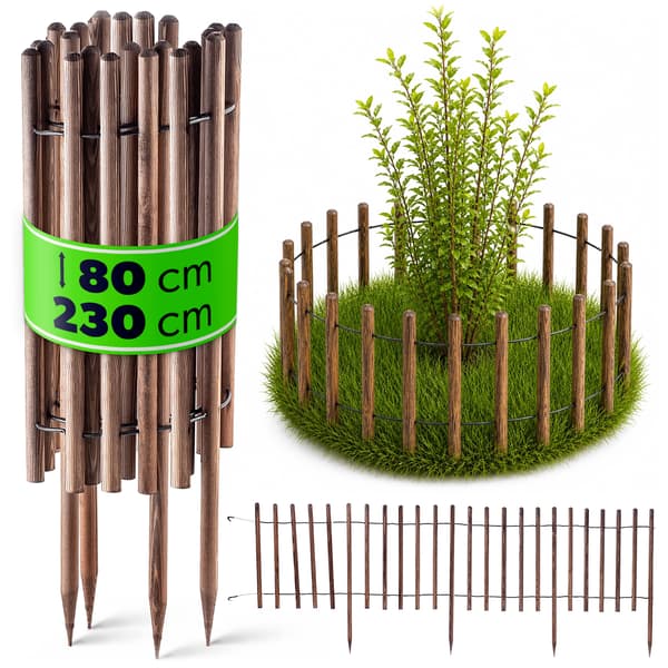 KADAX Palisadekant 230 cm Trästaket, Indrivet, Brun