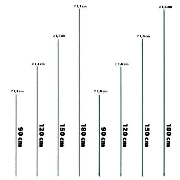 KADAX Växtstöd 120cm Tomatpåle Belagd 11mm 10st