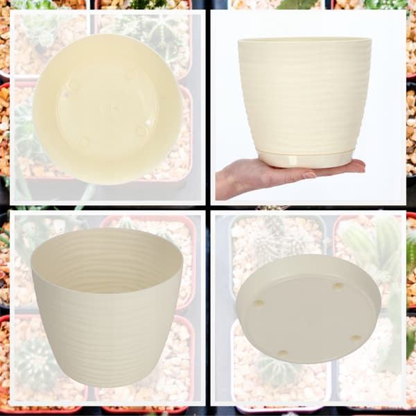 KADAX Blomkruka 17cm Rund Plast Blomkrukaskydd Krämfärgad