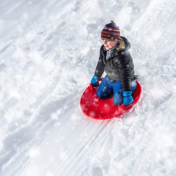 KADAX Sled Downhill Slider -liukulevy lumelle, pyöreä nopeus 65 cm kahvat
