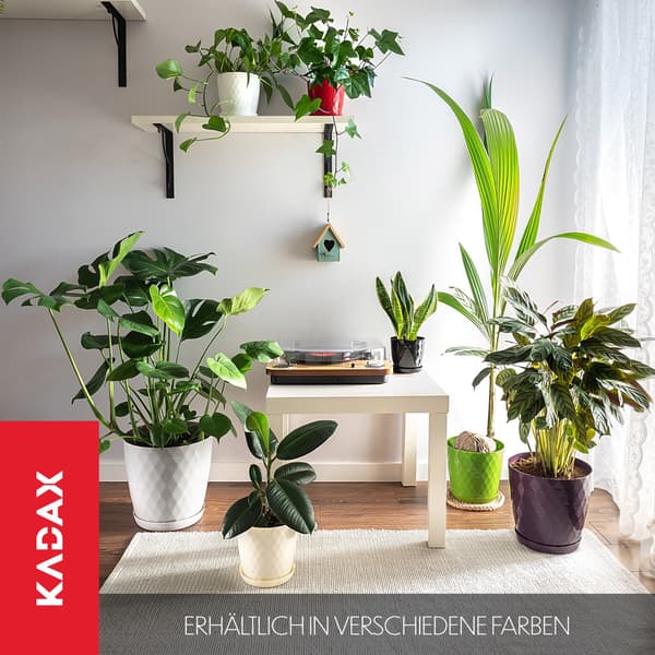 KADAX Urtepotte med Blomsterfod, Rund Låg, Plast, Grøn, 30 cm