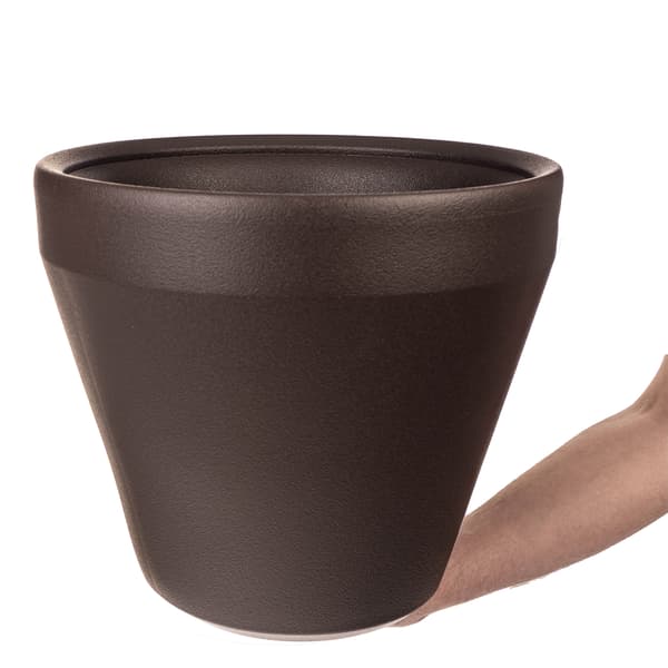 KADAX Urtepotte Stor Rund Urtepotte til Haveterrasse Brun 39cm