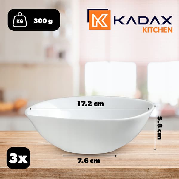 KADAX Salladsskål 19 cm Glasskålar för Soppa och Snacks Vit Set om 3