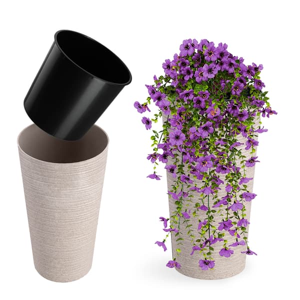 KADAX Urtepotte, Urtepottedæksel, Høj, 47 cm, Med Indsats, Til Stue, Beige