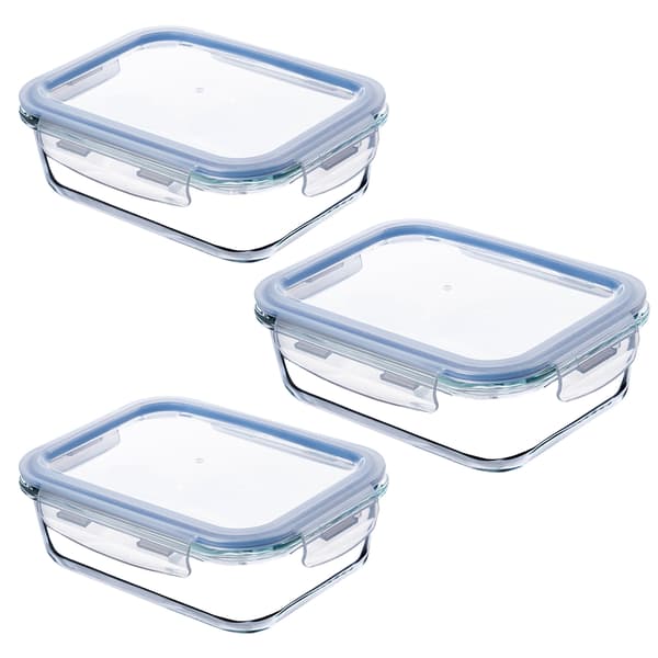 KADAX Glasmatbehållare 1520ml Med Lock Matlåda 3x