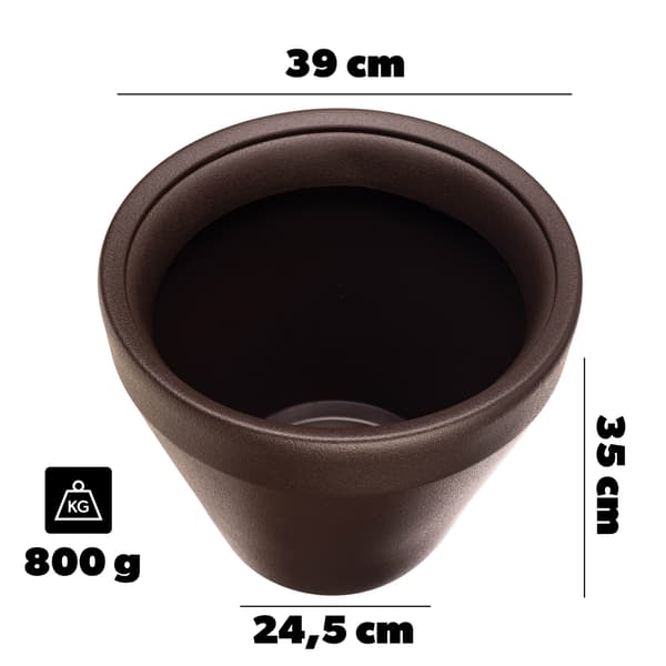 KADAX Urtepotte Stor Rund Urtepotte til Haveterrasse Brun 39cm