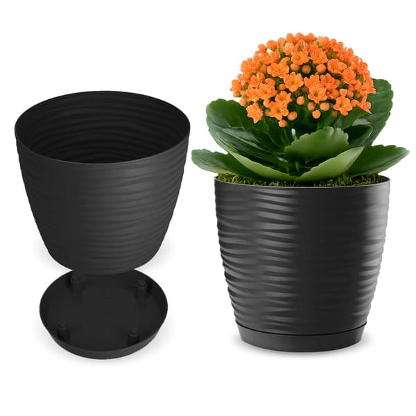 KADAX Blomkruka 15cm Rund Plast Blomkruka Antracit