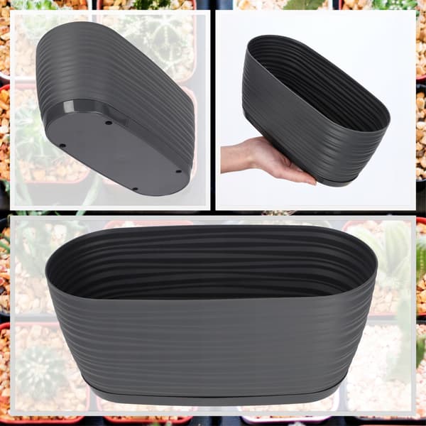 KADAX Urtepotte 27cm Oval Plastik Urtepotte Antracit