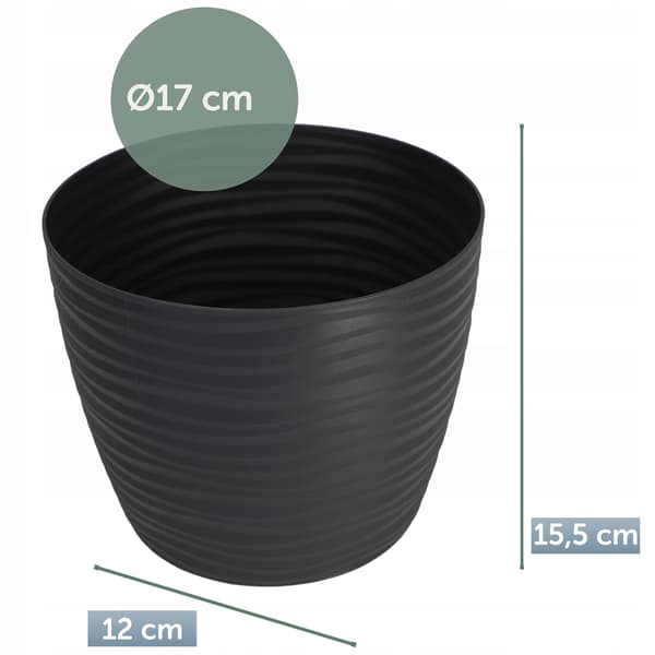 KADAX Urtepotte 17cm Rund Plastik Urtepotte Antracit