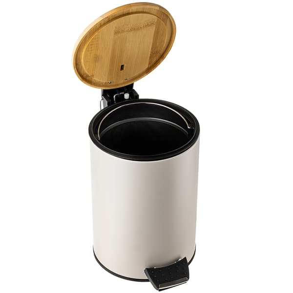 KADAX Liten 3L Badrumsavfallskorg i bambu med pedal, Beige Matt