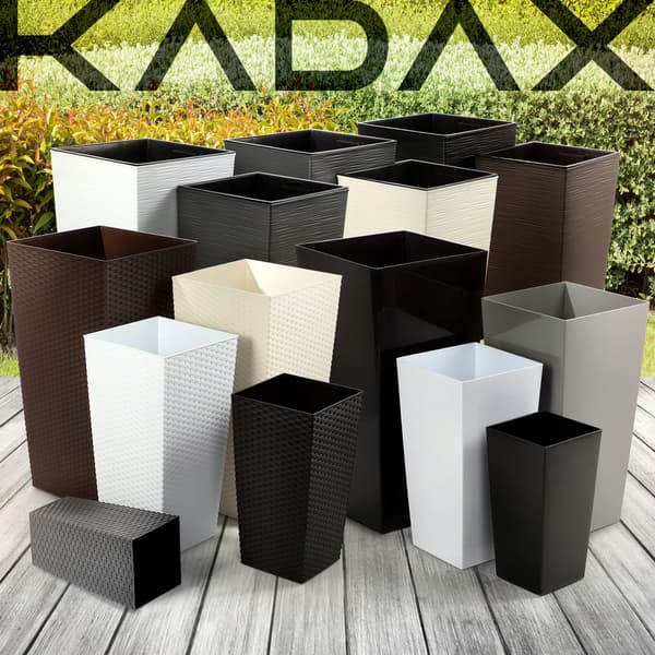 KADAX Urtepotte + Indsats Haveblomsterstativ Høj Sort Gloss 68cm