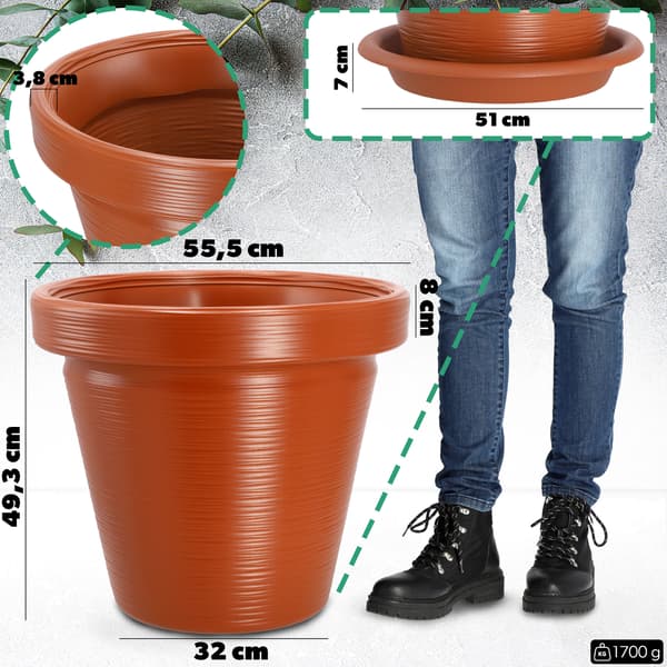KADAX Urtepotte Have Urtepottedæksel med Stativ Stor Murstensrød 55cm