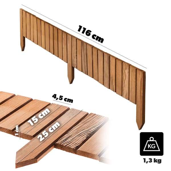 KADAX Palisade Havekant Træhegn Hamret Eg 15x116
